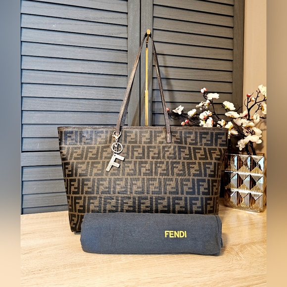 Authentic FENDI Zucca Spalmati Canvas Large Tote Shoulder Bag Purple 💜 - Picture 12 of 12